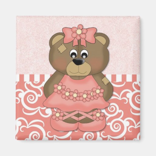 Coral Ballerina Bear Refrigerator Magnet