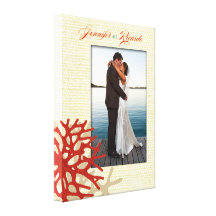 Coral Beach Wrapped Canvas Wedding Photo Stretched Canvas Prints