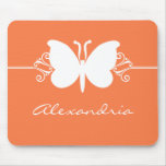 Coral Butterfly Swirls Mousepad
