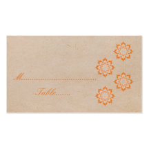 Coral Daring Floral Blooms Wedding Place Card Business Card Templates