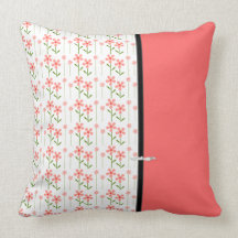 Coral Floral American MoJo Throw  Pillow