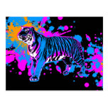 Corey Tiger '80s Retro Paint Splatter Tiger Post Card