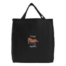 Corgi Agility Jump Embroidered Bags
