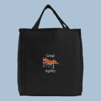 Corgi Agility Jump embroidered bags