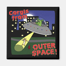 Corgis from Outer Space Refrigerator Magnet