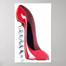 Corkscrew Heel Red Stiletto Shoe Art Poster