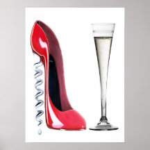 Corkscrew Stiletto and Champagne Flute Poster