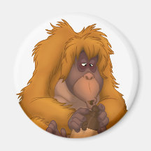 Corn-Jug-Playin' Orangutan Magnet
