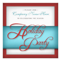 Corporate Holiday Party - Red & Turquoise Invites