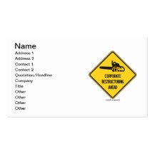Corporate Restructuring Ahead (Warning Sign) Business Card Templates