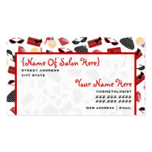 Cosmetologist Salon Appointment Girly Red Business Card Template