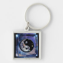 Cosmic Blue Yin Yang Keychain