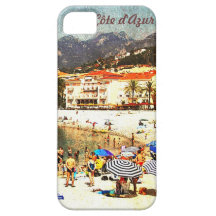 Côte d'Azur, retro beach scene i-phone case