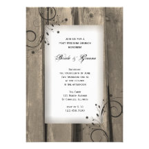 Country Barn Wood Post Wedding Brunch Invite