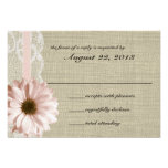 Country Blush Daisy and Lace Burlap Response Personalised Invite