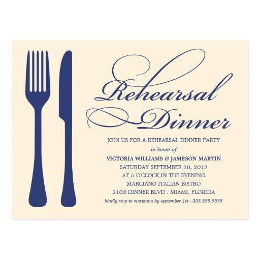 COUNTRY CHIC FLATWARE | REHEARSAL DINNER INVITE POSTCARD