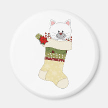 Country Christmas Cat Kitten Stockings - add text Magnets