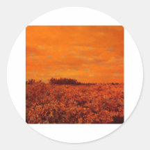 Country fields round stickers