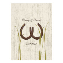 Country Meadow Rustic Horseshoes Wedding Custom Invite