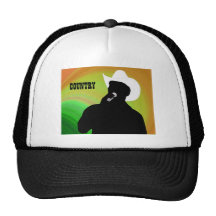 Country singer's silhouette, green yellow back mesh hat