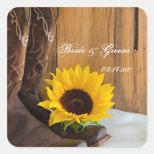 Country Sunflower Wedding Envelope Seals Stickers