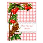Country Vintage Bird and Cherries Recipe Card Post Cards
