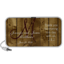 Country Wedding Favour Monogram Thank You Portable Speaker