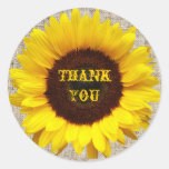 country wedding yellow Sunflower thank you sticker