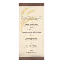 Country Wheat Grass on Parchment Wedding Menu Rack Cards