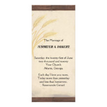 Country Wheat Grass on Parchment Wedding Program Customized Rack Card