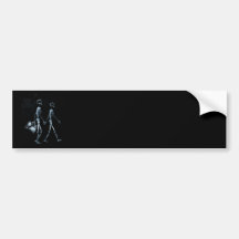 Couple Travelling X-Ray Vision Skeletons - Blue Bumper Sticker