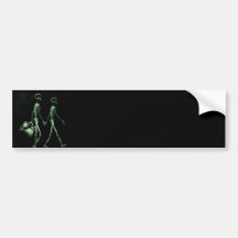 Couple Travelling X-Ray Vision Skeletons - Green Bumper Sticker