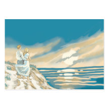 Couple Watching Sunset over Ocean Table Seating Business Card