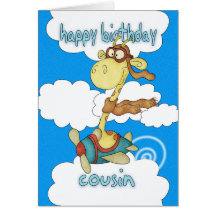 Cousin Aeroplane / Aeroplane Giraffe Birthday Card