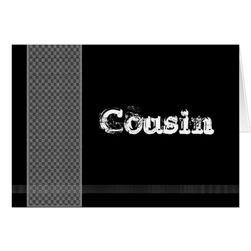 COUSIN - Groomsman - Black and Silver Checks Greeting Cards