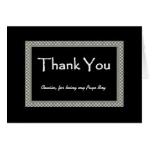 COUSIN Page Boy Chequerboard Wedding THANK YOU Greeting Card