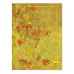 Couture Autumn Leaves Table Number Card Postcard postcards