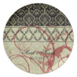 Couture Designs I Damask Wedding Anniversary Plate plates