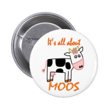 Cow Moos Pinback Button