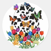 Cow Skin Easter Egg Round Stickers