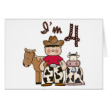 Cowboy 4th Birthday Invitations Greeting Card