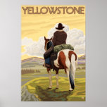 Cowboy & Horse - Yellowstone National Park Posters
