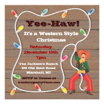 Cowboy Lasso Christmas Party Invitations