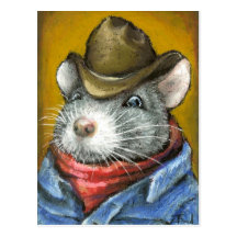 Cowboy rat postcard
