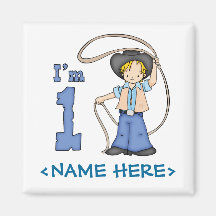 Cowboy Roper 1st Birthday Fridge Magnets