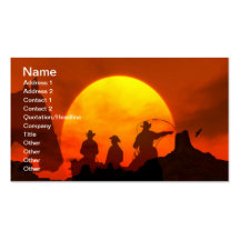 Cowboys riding into sunset western Business Card