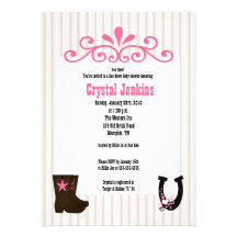 Cowgirl Pink Trendy Cowboy Boot Country Invitation