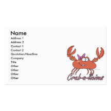 crab-a-licious cute girl crab cartoon business card template