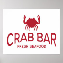 Crab Bar Fresh Seafood Logo Posters
