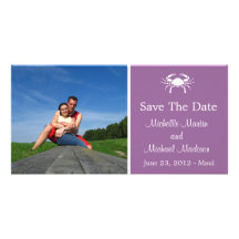 Crab Save The Date Photocard (Eggplant) Picture Card